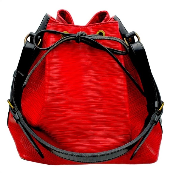 Louis Vuitton Epi Leather Petit Noe Bicolor Drawstring Shoulder Bag Red EUC​